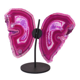 Agate Crystal Butterfly Slices on Metal Stand N385 | Himalayan Salt Factory