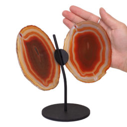 Agate Crystal Butterfly Slices on Metal Stand N391 | Himalayan Salt Factory