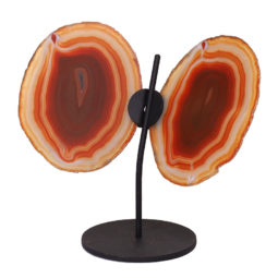 Agate Crystal Butterfly Slices on Metal Stand N391 | Himalayan Salt Factory