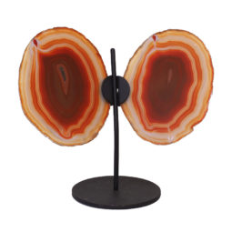 Agate Crystal Butterfly Slices on Metal Stand N391 | Himalayan Salt Factory