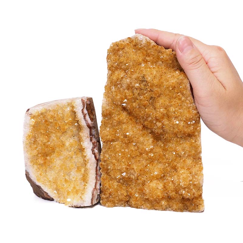2.08kg Citrine Crystal Geode Specimen Set 2 Pieces S924 4 Citrine Crystal Geode Specimen Set 3 Pieces S924 | Himalayan Salt Factory