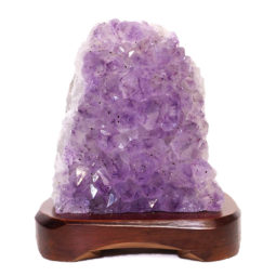 Natural Amethyst Crystal Lamp with Timber Base DS665 | Himalayan Salt Factory