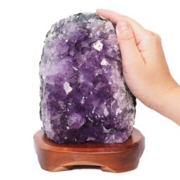 Natural Amethyst Crystal Lamp with Timber Base DS668 | Himalayan Salt Factory