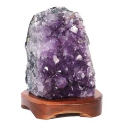 Natural Amethyst Crystal Lamp with Timber Base DS668 | Himalayan Salt Factory