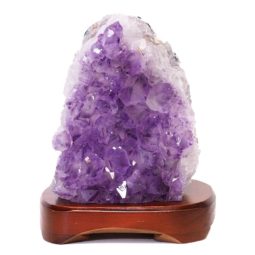 Natural Amethyst Crystal Lamp with Timber Base DS669 | Himalayan Salt Factory