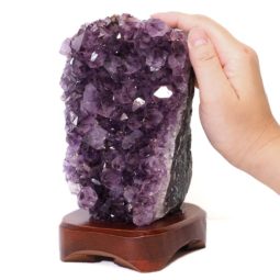 Natural Amethyst Crystal Lamp with Timber Base DS670 | Himalayan Salt Factory