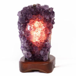 Natural Amethyst Crystal Lamp with Timber Base DS670 | Himalayan Salt Factory
