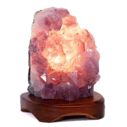 Natural Amethyst Crystal Lamp with Timber Base DS671 | Himalayan Salt Factory