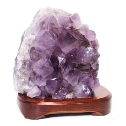 Natural Amethyst Crystal Lamp with Timber Base DS678 | Himalayan Salt Factory