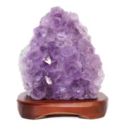 Natural Amethyst Crystal Lamp with Timber Base DS679 | Himalayan Salt Factory