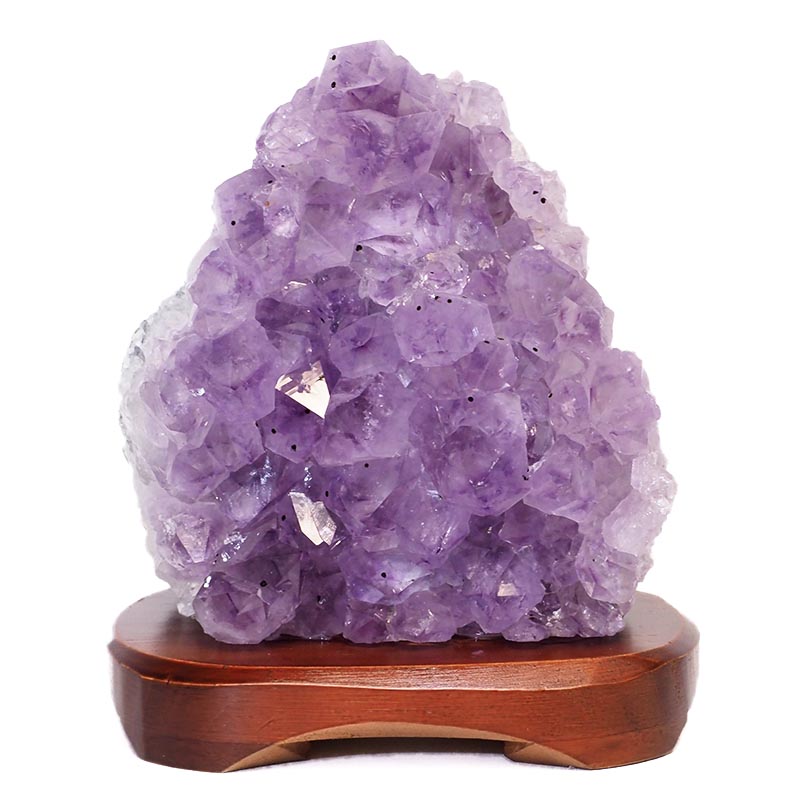 2.60kg Natural Amethyst Crystal Lamp with Timber Base DS679 3 Natural Amethyst Crystal Lamp with Timber Base DS679 | Himalayan Salt Factory