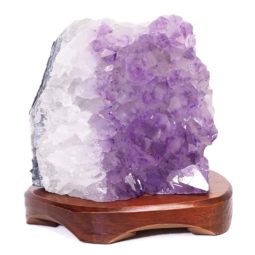 Natural Amethyst Crystal Lamp with Timber Base DS680 | Himalayan Salt Factory