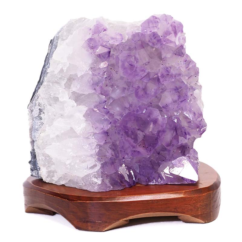 3.01kg Natural Amethyst Crystal Lamp with Timber Base DS680 3 Natural Amethyst Crystal Lamp with Timber Base DS680 | Himalayan Salt Factory