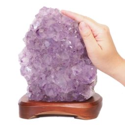 2.72kg Natural Amethyst Crystal Lamp with Timber Base DS689 7 Natural Amethyst Crystal Lamp with Timber Base DS689-1 | Himalayan Salt Factory