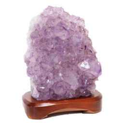 Natural Amethyst Crystal Lamp with Timber Base DS689 | Himalayan Salt Factory