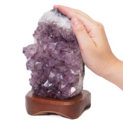 Natural Amethyst Crystal Lamp with Timber Base DS691-1 | Himalayan Salt Factory