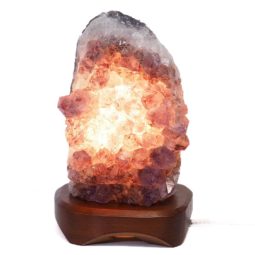 Natural Amethyst Crystal Lamp with Timber Base DS691-2 | Himalayan Salt Factory