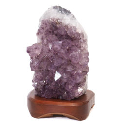 Natural Amethyst Crystal Lamp with Timber Base DS691 | Himalayan Salt Factory