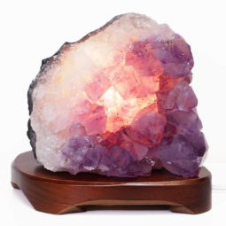 Natural Amethyst Crystal Lamp with Timber Base DS693-2 | Himalayan Salt Factory