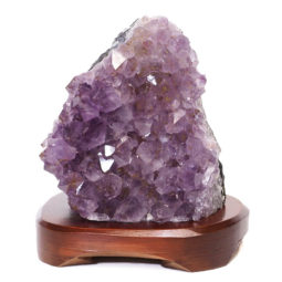 Natural Amethyst Crystal Lamp with Timber Base DS695 | Himalayan Salt Factory