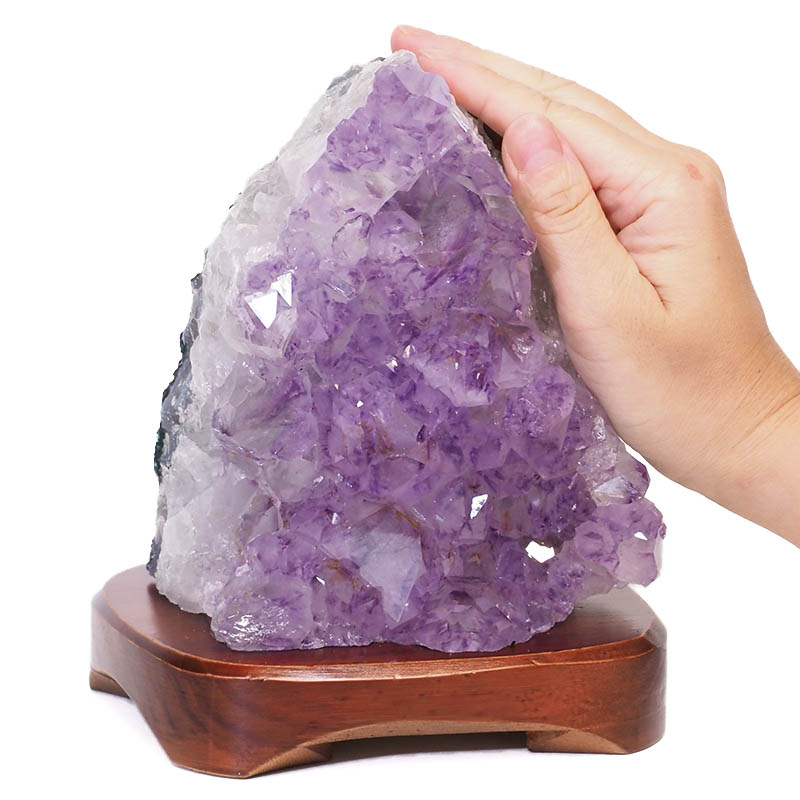 2.24kg Natural Amethyst Crystal Lamp with Timber Base DS696 5 Natural Amethyst Crystal Lamp with Timber Base DS696-1 | Himalayan Salt Factory