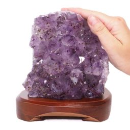 Natural Amethyst Crystal Lamp with Timber Base DS697-1 | Himalayan Salt Factory