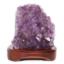 Natural Amethyst Crystal Lamp with Timber Base DS697 | Himalayan Salt Factory