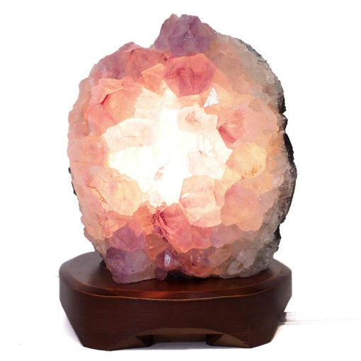 Natural Amethyst Crystal Lamp with Timber Base DS699-2 | Himalayan Salt Factory