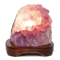 Natural Amethyst Crystal Lamp with Timber Base DS700-2 | Himalayan Salt Factory