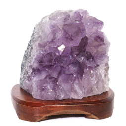 Natural Amethyst Crystal Lamp with Timber Base DS700 | Himalayan Salt Factory