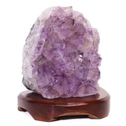 Natural Amethyst Crystal Lamp with Timber Base DS701 | Himalayan Salt Factory