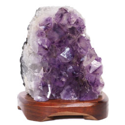 Natural Amethyst Crystal Lamp with Timber Base DS702 | Himalayan Salt Factory
