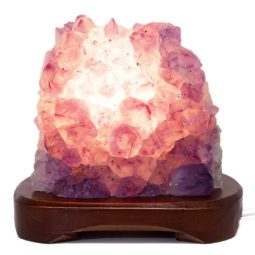 Natural Amethyst Crystal Lamp with Timber Base DS704 | Himalayan Salt Factory