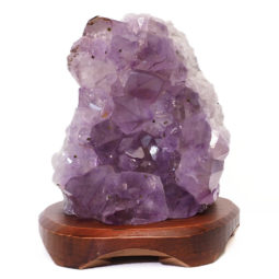 Natural Amethyst Crystal Lamp with Timber Base DS708 | Himalayan Salt Factory