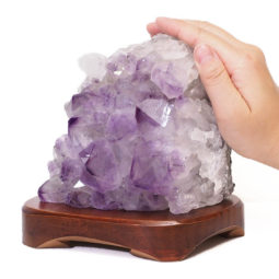 Natural Amethyst Crystal Lamp with Timber Base DS712 | Himalayan Salt Factory