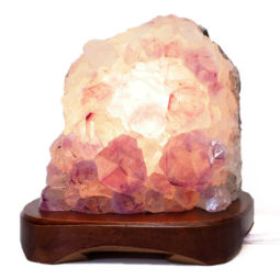 Natural Amethyst Crystal Lamp with Timber Base DS712 | Himalayan Salt Factory