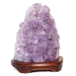 Natural Amethyst Crystal Lamp with Timber Base DS714 | Himalayan Salt Factory