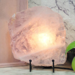 Natural Sliced Rose Quartz Crystal Lamp J70 7 Natural Sliced Rose Quartz Crystal Lamp J70 | Himalayan Salt Factory