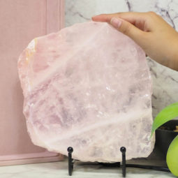 Natural Sliced Rose Quartz Crystal Lamp J70 8 Natural Sliced Rose Quartz Crystal Lamp J70 | Himalayan Salt Factory