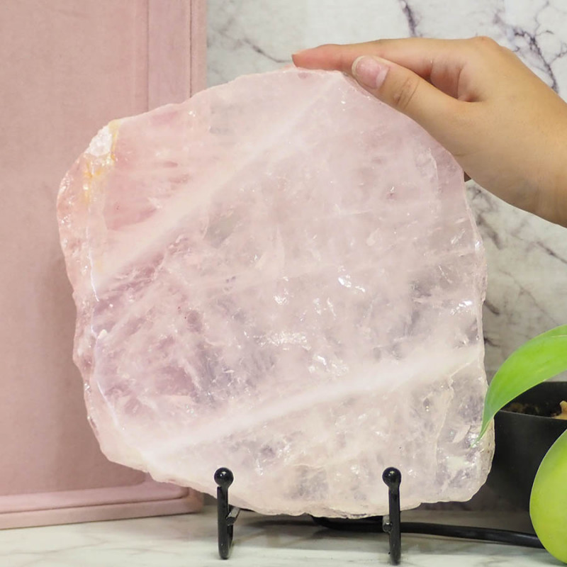 Natural Sliced Rose Quartz Crystal Lamp J70 5 Natural Sliced Rose Quartz Crystal Lamp J70 | Himalayan Salt Factory