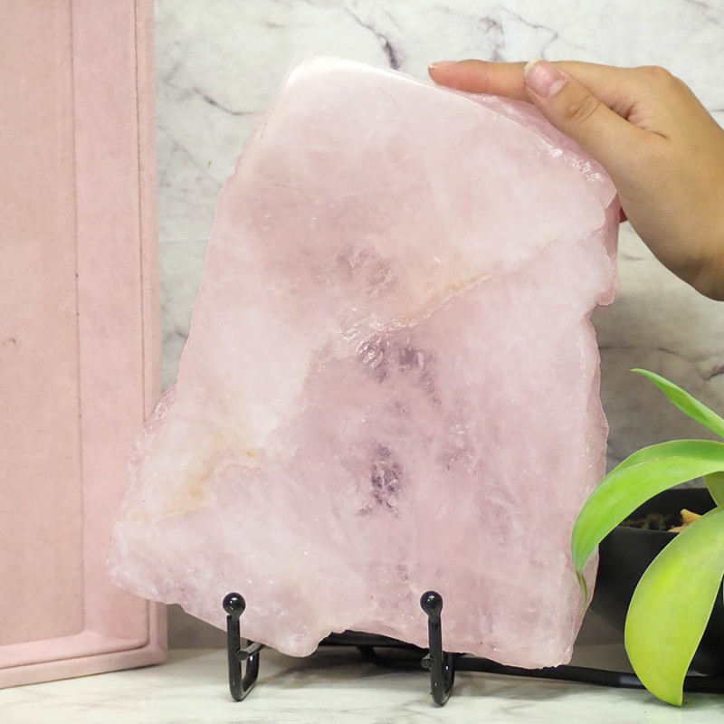 Natural Sliced Rose Quartz Crystal Lamp J74 5 Natural Sliced Rose Quartz Crystal Lamp J73 | Himalayan Salt Factory