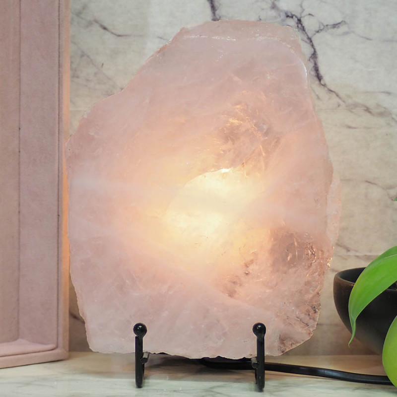 Natural Sliced Rose Quartz Crystal Lamp J75 4 Natural Sliced Rose Quartz Crystal Lamp J75 | Himalayan Salt Factory