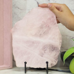 Natural Sliced Rose Quartz Crystal Lamp J75 8 Natural Sliced Rose Quartz Crystal Lamp J75 | Himalayan Salt Factory