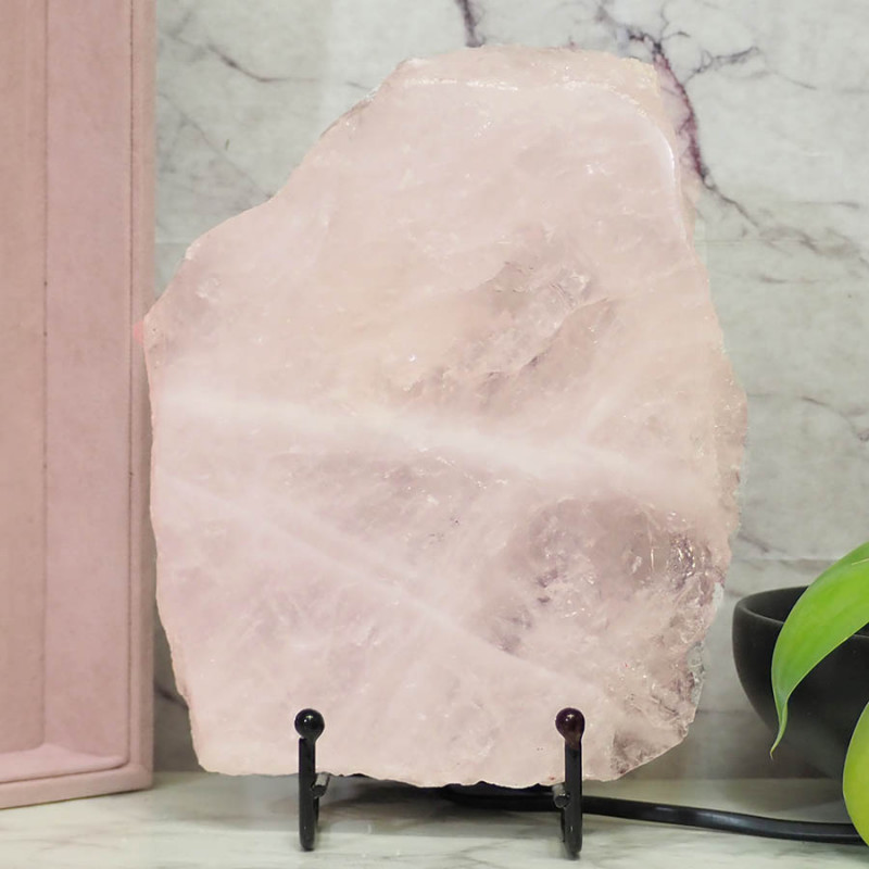 Natural Sliced Rose Quartz Crystal Lamp J75 3 Natural Sliced Rose Quartz Crystal Lamp J75 | Himalayan Salt Factory