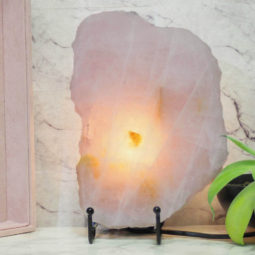 Natural Sliced Rose Quartz Crystal Lamp J78 | Himalayan Salt Factory