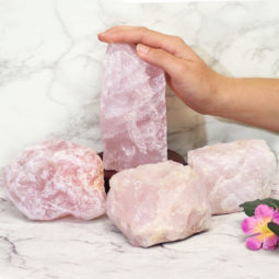 Rose Quartz Crystal Lamp Set 4 Pieces S350-2 | Himalayan Salt Factory
