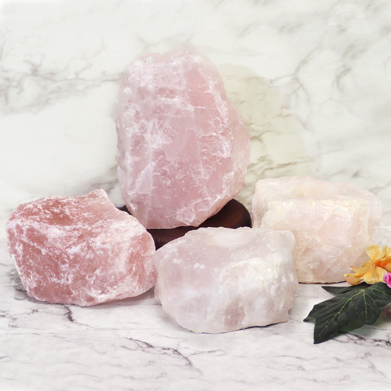 Rose Quartz Crystal Lamp Set 4 Pieces S355 4 Rose Quartz Crystal Lamp Set 4 Pieces S355-1 | Himalayan Salt Factory