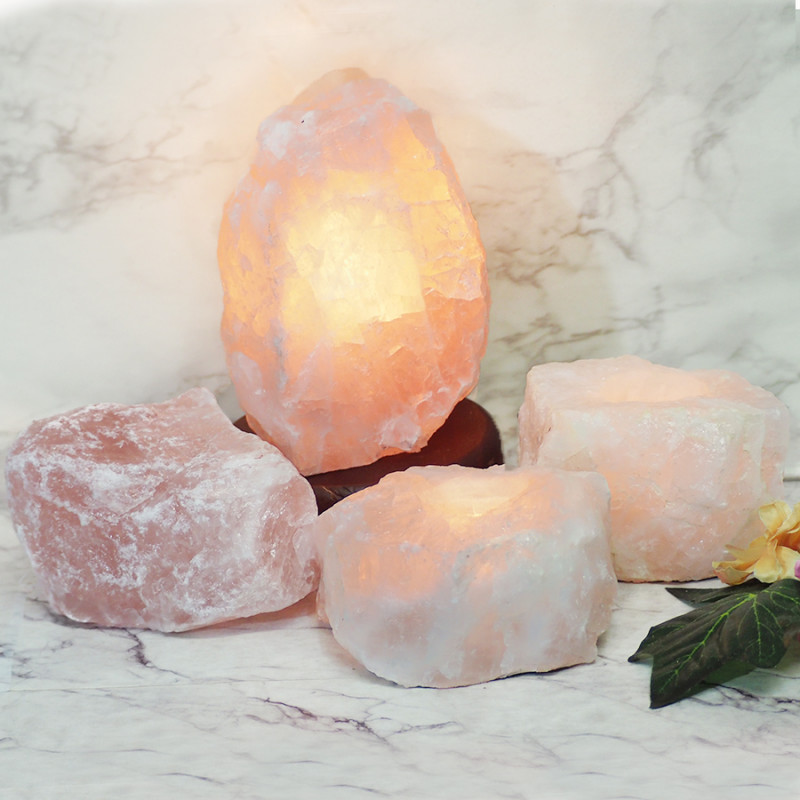 Rose Quartz Crystal Lamp Set 4 Pieces S355 3 Rose Quartz Crystal Lamp Set 4 Pieces S355 | Himalayan Salt Factory