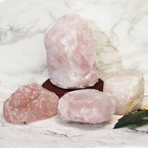 Rose Quartz Crystal Lamp Set 4 Pieces S356-1 | Himalayan Salt Factory