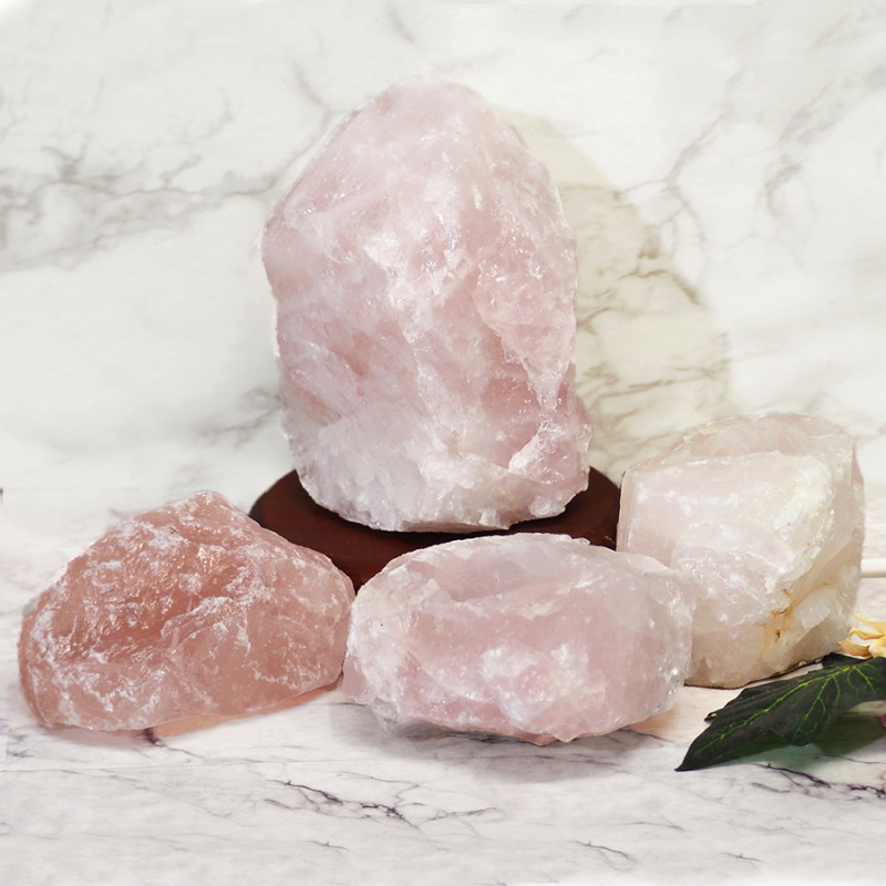 Rose Quartz Crystal Lamp Set 4 Pieces S356 4 Rose Quartz Crystal Lamp Set 4 Pieces S356-1 | Himalayan Salt Factory